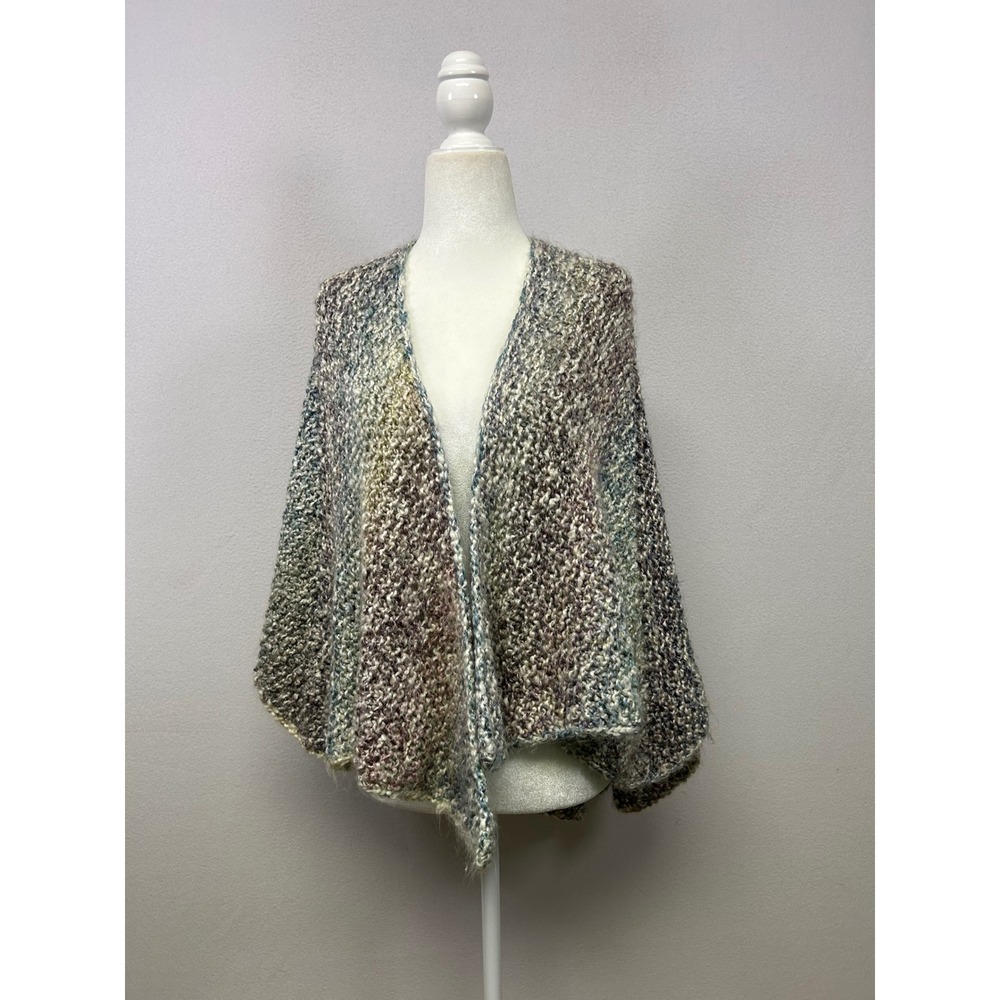 Boho Handmade Good Shepherd Womens Multicolor Chunky Knit Prayer Shawl Wrap